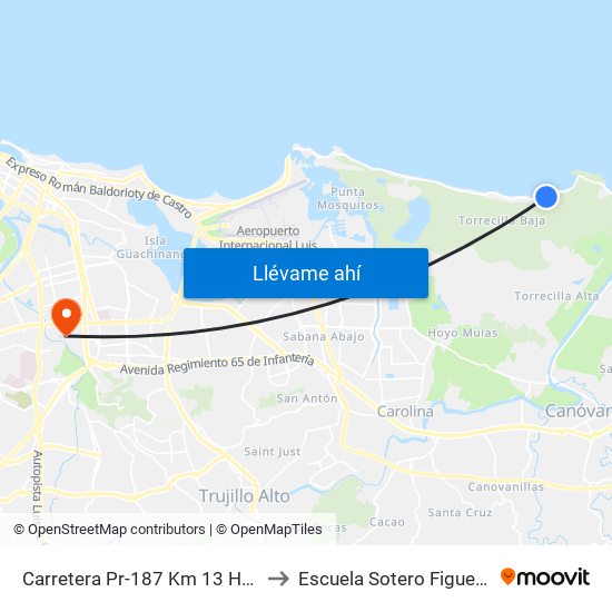 Carretera Pr-187 Km 13 Hm 0 to Escuela Sotero Figueroa map