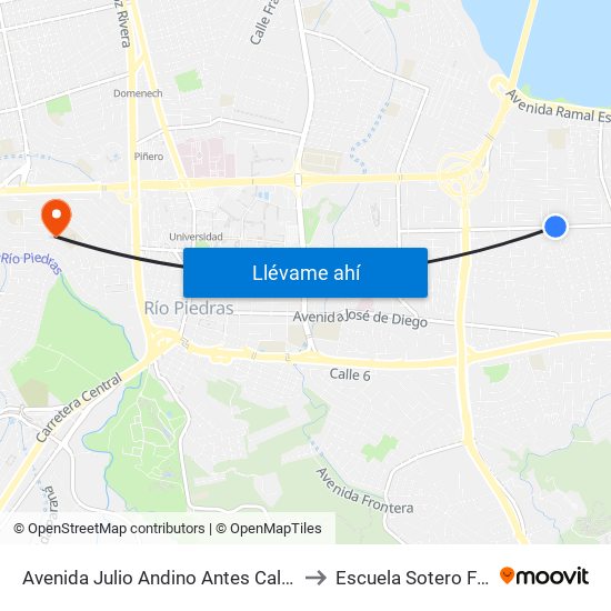 Avenida Julio Andino Antes Calle Ana Otero to Escuela Sotero Figueroa map