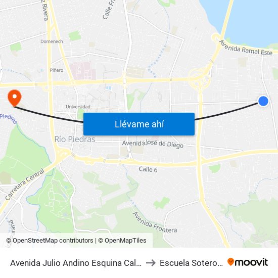 Avenida Julio Andino Esquina Calle Luis R. Miranda to Escuela Sotero Figueroa map
