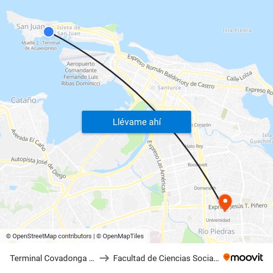 Terminal Covadonga San Juan to Facultad de Ciencias Sociales UPRRP map