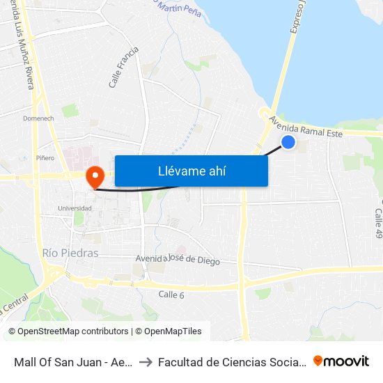 Mall Of San Juan - Aeropuerto to Facultad de Ciencias Sociales UPRRP map