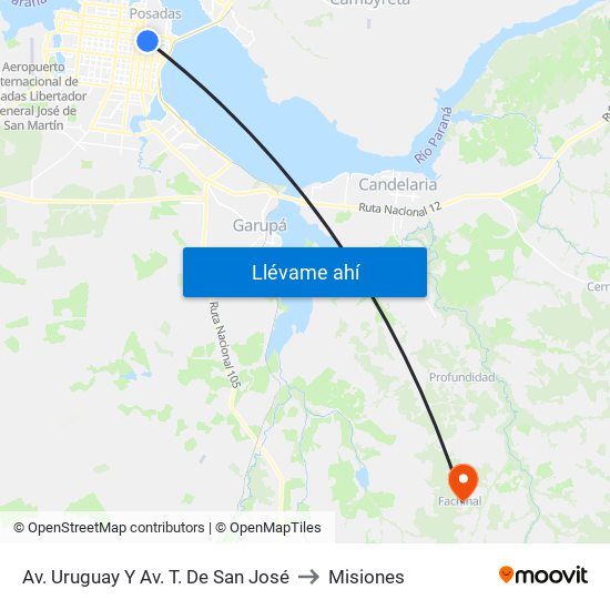 Av. Uruguay Y Av. T. De San José to Misiones map