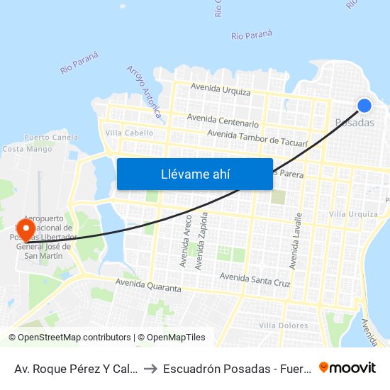 Av. Roque Pérez Y Calle Buenos Aires to Escuadrón Posadas - Fuerza Aérea Argentina map