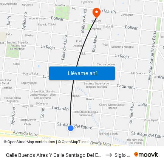 Calle Buenos Aires Y Calle Santiago Del Estero to Siglo 21 map