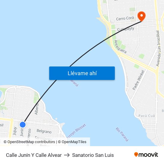 Calle Junín Y Calle Alvear to Sanatorio San Luis map