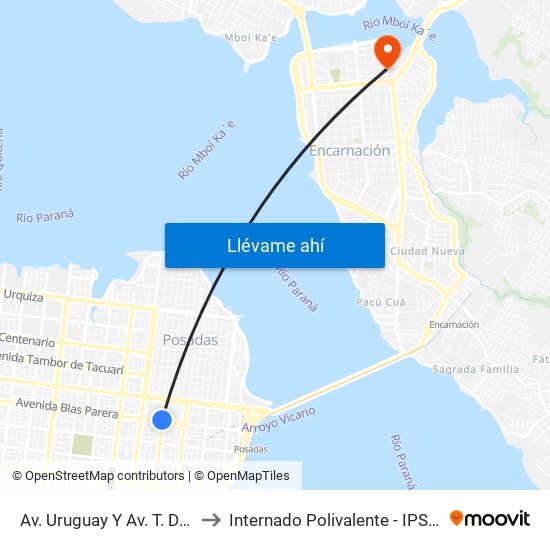 Av. Uruguay Y Av. T. De San José to Internado Polivalente - IPS Encarnación map