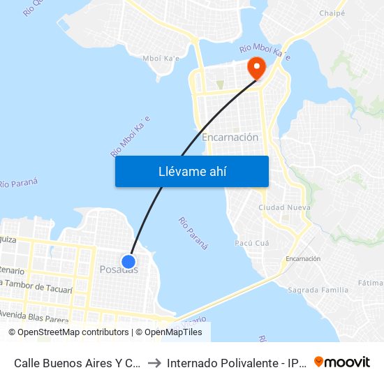 Calle Buenos Aires Y Calle Belgrano to Internado Polivalente - IPS Encarnación map