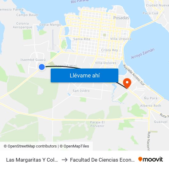 Las Margaritas Y Colectora to Facultad De Ciencias Económicas map