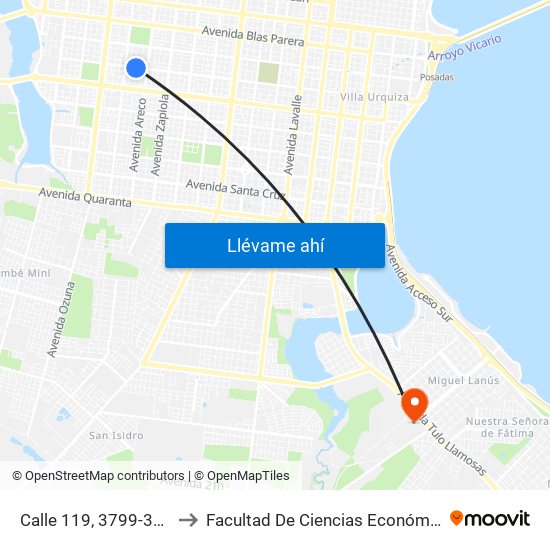 Calle 119, 3799-3843 to Facultad De Ciencias Económicas map