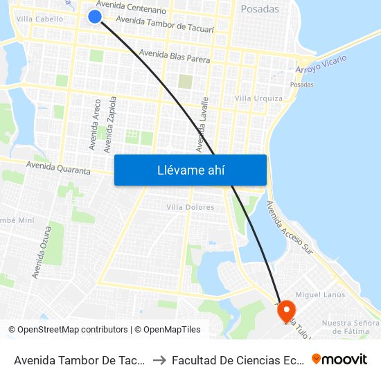 Avenida Tambor De Tacuari, 6060 to Facultad De Ciencias Económicas map