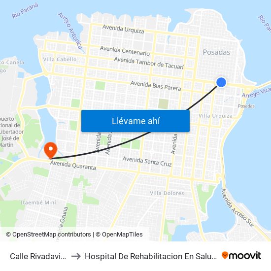 Calle Rivadavia C/ Av. Mitre to Hospital De Rehabilitacion En Salud Mental - Dr. Ramon Carrillo map