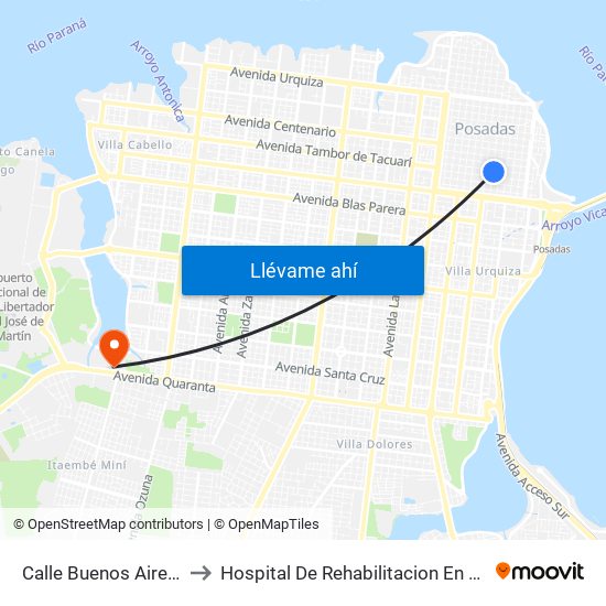 Calle Buenos Aires Y Calle Catamarca to Hospital De Rehabilitacion En Salud Mental - Dr. Ramon Carrillo map