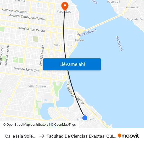 Calle Isla Soledad, 1757 to Facultad De Ciencias Exactas, Químicas Y Naturales map