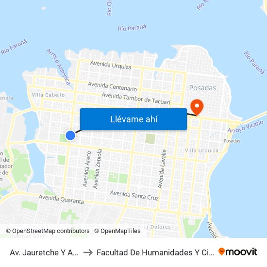Av. Jauretche Y Av. Martin Fierro to Facultad De Humanidades Y Ciencias Sociales - Anexo map