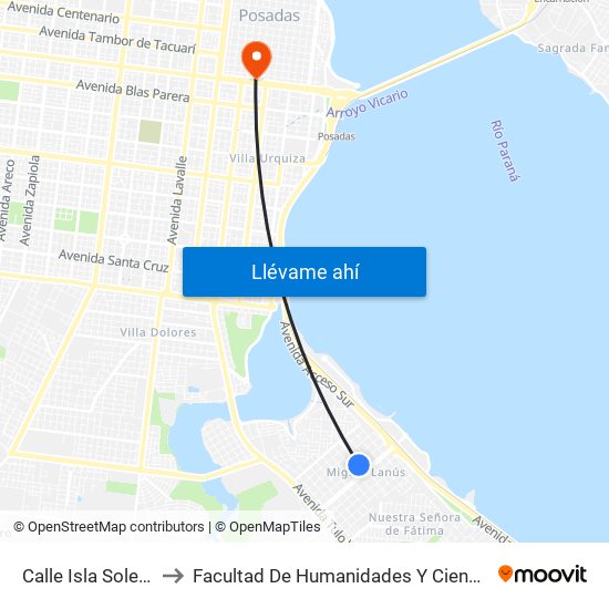 Calle Isla Soledad, 1757 to Facultad De Humanidades Y Ciencias Sociales - Anexo map