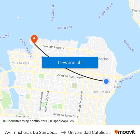Av. Trincheras De San José Y Av. López Torres to Universidad Católica De Las Misiones map