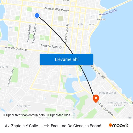 Av. Zapiola Y Calle Luchessi to Facultad De Ciencias Económicas - Unam map