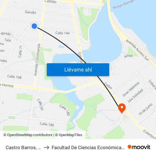 Castro Barros, 6994 to Facultad De Ciencias Económicas - Unam map