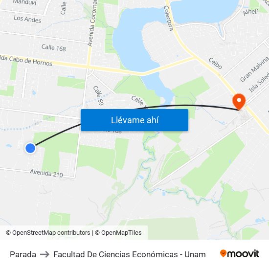 Parada to Facultad De Ciencias Económicas - Unam map
