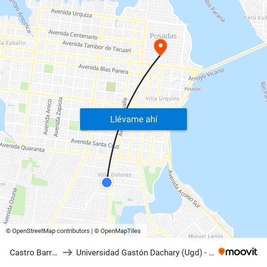 Castro Barros, 6994 to Universidad Gastón Dachary (Ugd) - Sede Administrativa map