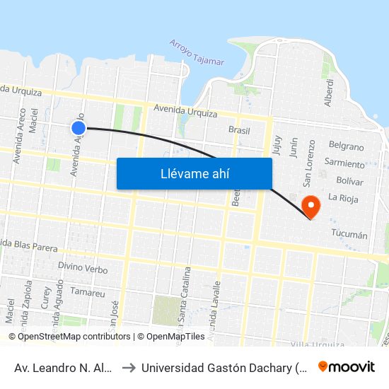 Av. Leandro N. Alem Y Av. Aguado to Universidad Gastón Dachary (Ugd) - Sede Administrativa map