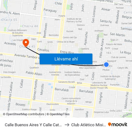 Calle Buenos Aires Y Calle Catamarca to Club Atlético Misiones map
