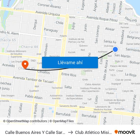 Calle Buenos Aires Y Calle Sarmiento to Club Atlético Misiones map