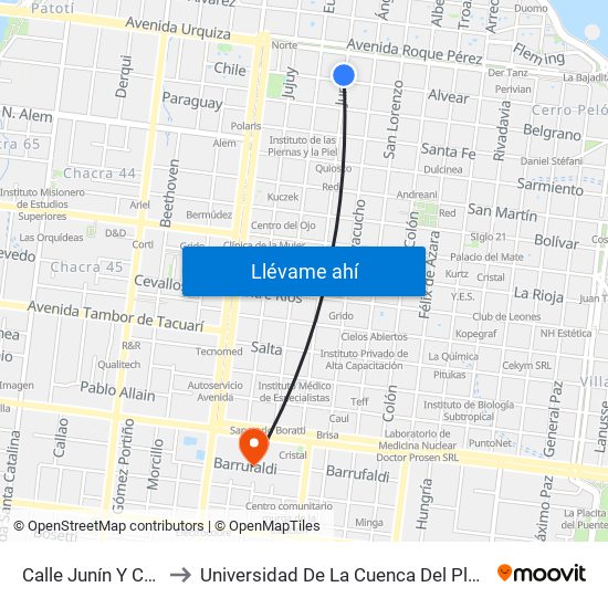 Calle Junín Y Calle Alvear to Universidad De La Cuenca Del Plata - Sede Posadas map