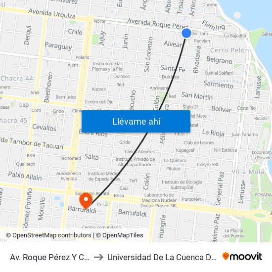 Av. Roque Pérez Y Calle Buenos Aires to Universidad De La Cuenca Del Plata - Sede Posadas map