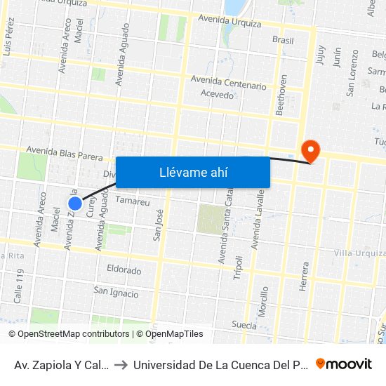 Av. Zapiola Y Calle Luchessi to Universidad De La Cuenca Del Plata - Sede Posadas map