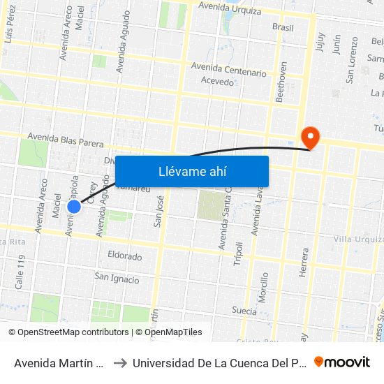 Avenida Martín Fierro, 5267 to Universidad De La Cuenca Del Plata - Sede Posadas map