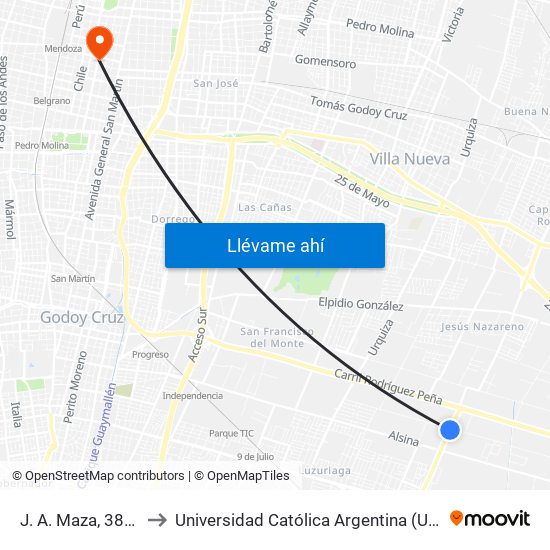 J. A. Maza, 3880 to Universidad Católica Argentina (Uca) map