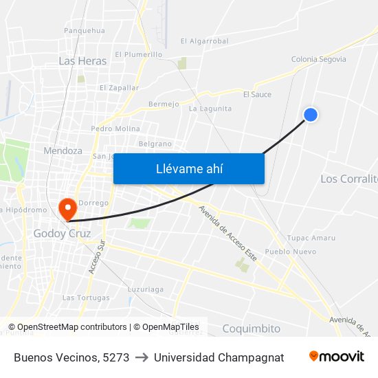 Buenos Vecinos, 5273 to Universidad Champagnat map