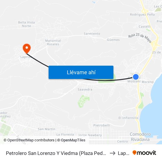 Petrolero San Lorenzo Y Viedma (Plaza Pedro Barros Seeber) to Laprida map