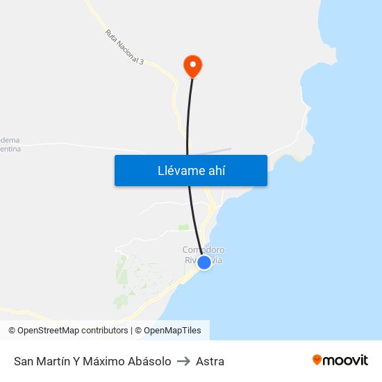 San Martín Y Máximo Abásolo to Astra map