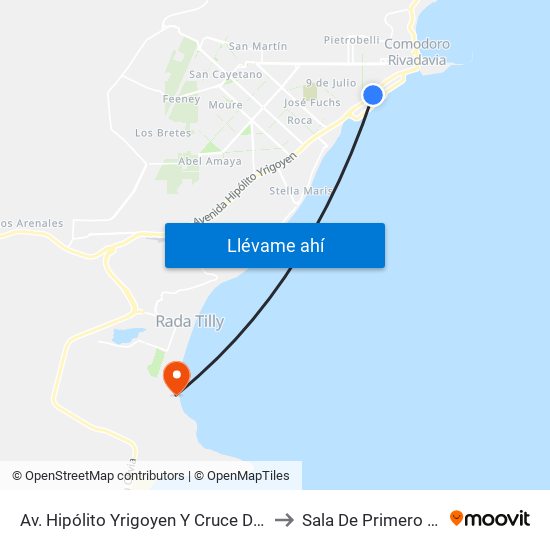 Av. Hipólito Yrigoyen Y Cruce De Los Andes to Sala De Primero Auxilios map