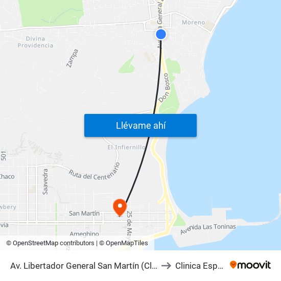 Av. Libertador General San Martín (Club Huergo) to Clinica Española map