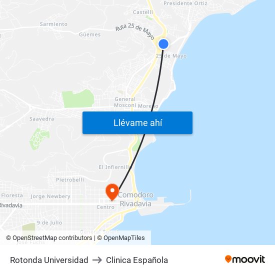 Rotonda Universidad to Clinica Española map