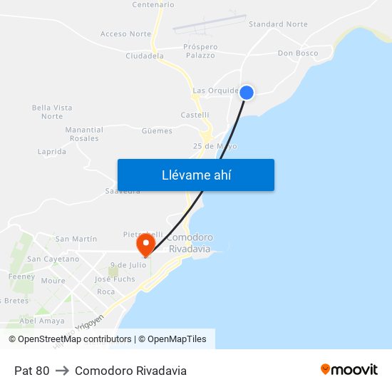 Pat 80 to Comodoro Rivadavia map