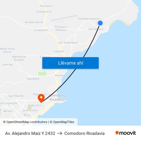 Av. Alejandro Maiz Y 2432 to Comodoro Rivadavia map