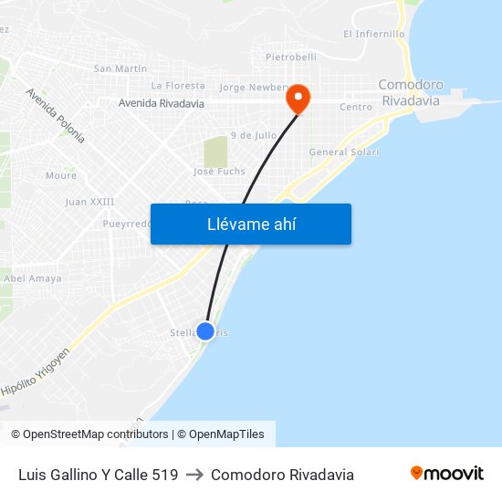 Luis Gallino Y Calle 519 to Comodoro Rivadavia map