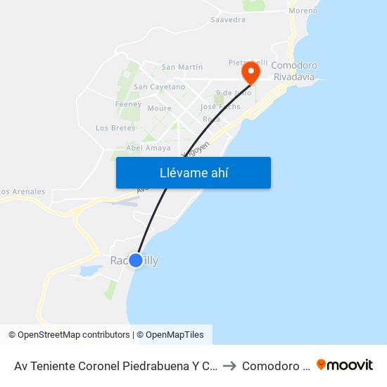 Av Teniente Coronel Piedrabuena Y Coronel Leonardo Rosales to Comodoro Rivadavia map
