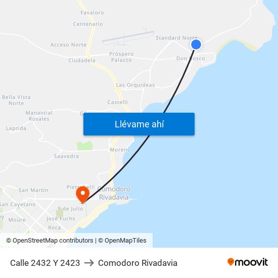 Calle 2432 Y 2423 to Comodoro Rivadavia map
