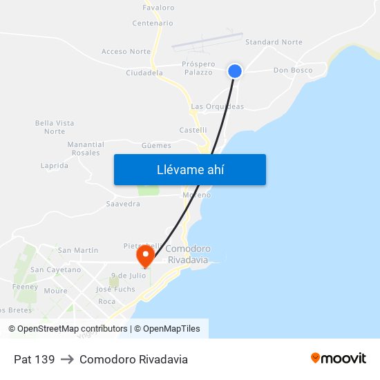 Pat 139 to Comodoro Rivadavia map