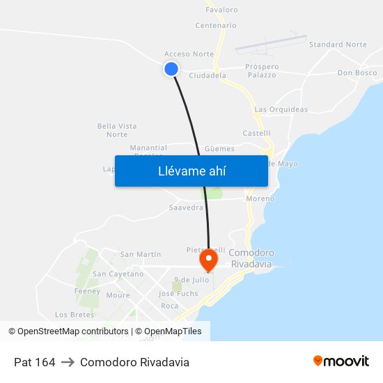 Pat 164 to Comodoro Rivadavia map