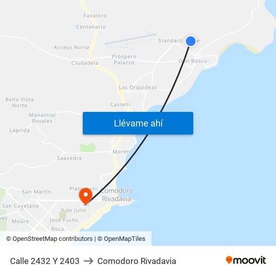 Calle 2432 Y 2403 to Comodoro Rivadavia map