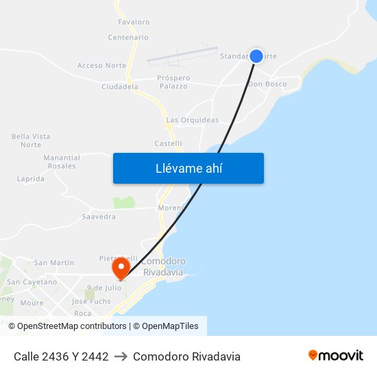 Calle 2436 Y 2442 to Comodoro Rivadavia map