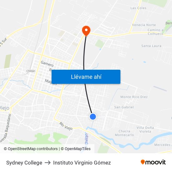 Sydney College to Instituto Virginio Gómez map