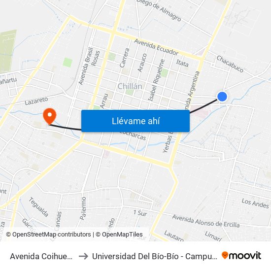 Avenida Coihueco, 301 to Universidad Del Bío-Bío - Campus La Castilla map