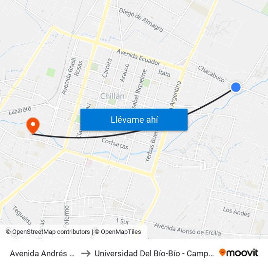 Avenida Andrés Bello, 45 to Universidad Del Bío-Bío - Campus La Castilla map